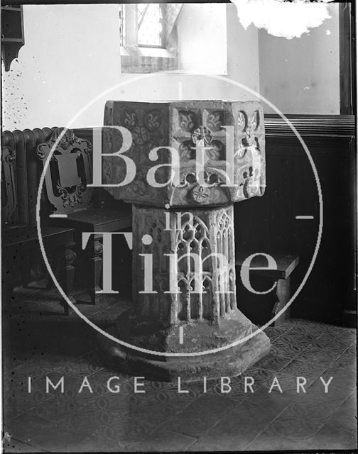 Font, Church of Saint Thomas of Canterbury, Cothelstone, Somerset c.1920