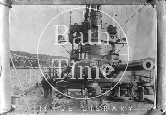 Guns on the upper deck of H.M.S. New Zealand c.1915