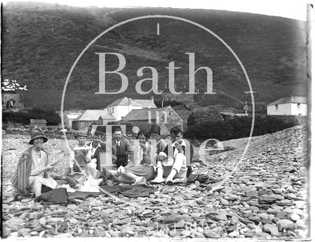 Family group shot on a beach, somewhere in Devon 1928