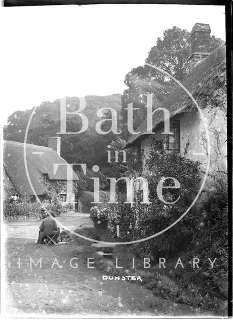 Cottages at the end of Park Street, Dunster, Somerset c.1920