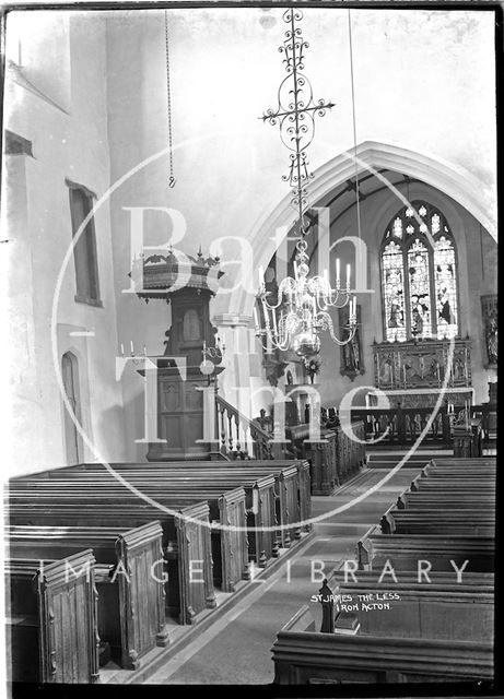 Interior of the Church of St. James the Less, Iron Acton, Gloucestershire c.1920