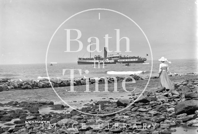 Watching a steamer at near Lynmouth, Devon c.1910 - detail