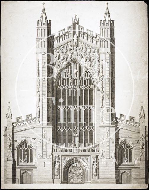 Elevation of the West Front of the Abbey, Bath 1798