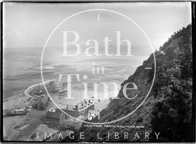 View of the quay from North Hill, Minehead, Somerset c.1915