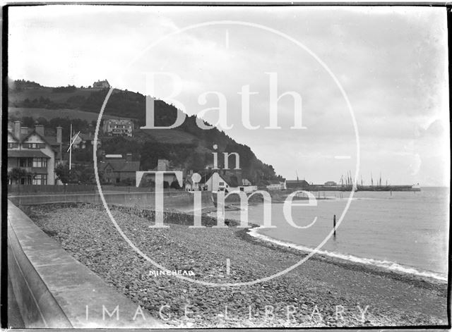 Sea Wall and quay at Minehead, Somerset c.1915