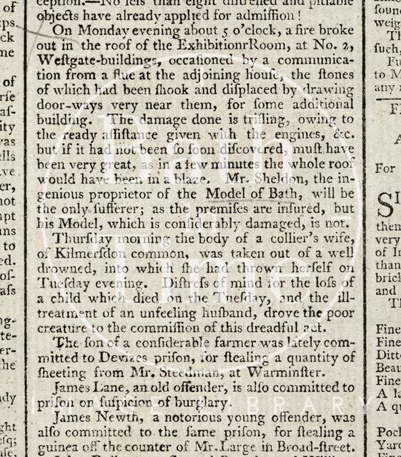 Fire at 2, Westgate Buildings, Bath 1792