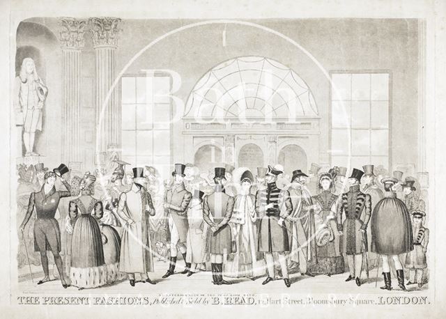 The Present Fashions. An interior view of the Pump Room, Bath c.1825?