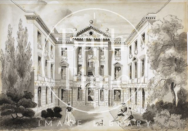 Artist's impression of view in 1740 of Ralph Allen's town house, Bath c.1858