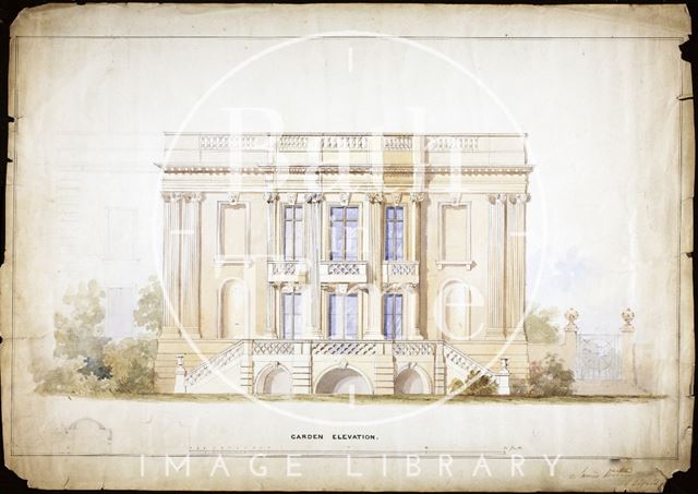 Garden elevation of Widcombe Manor, Widcombe, Bath c.1840