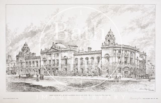 Perspective View of New Municipal Buildings, Bath 1892