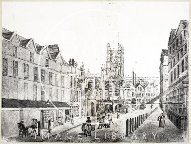 Artist's Impression of High Street (previously Market Place) before new Guildhall, Bath c.1770