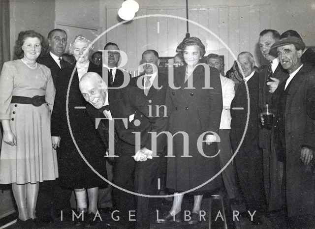 The Mayor of Bath bowling in the skittles alley, Larkhall Inn, Bath 1950s