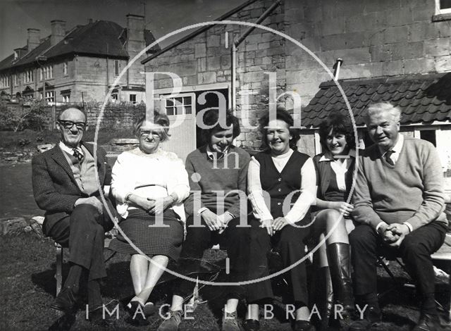 The landlord of the Larkhall Inn and family in the pub garden, Bath 1960s