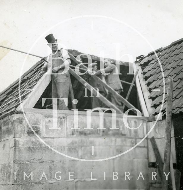 Repairing the roof of the Larkhall Inn, Bath 1950s