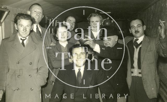 A merry group of skittles players at the Larkhall Inn, Bath 1950s