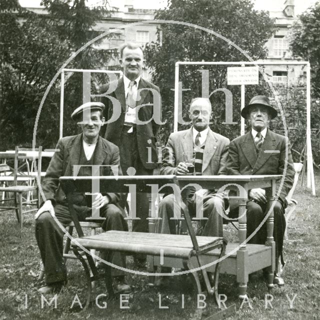 Larkhall Inn regulars in the pub's garden, Bath 1950s