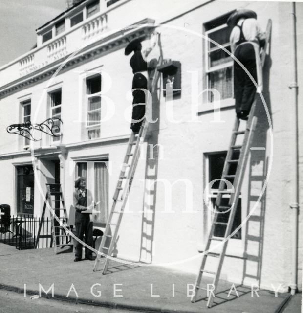 Painting the outside of the Larkhall Inn, Bath c.1960