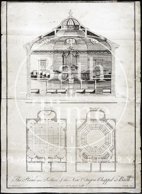 The Plans and Section of the New Octagon Chapel, Bath 1766