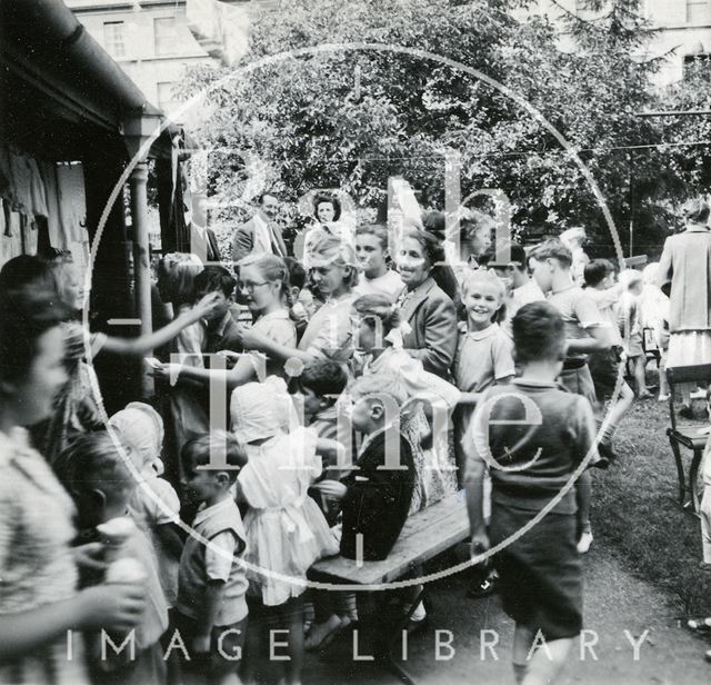 Children in the garden of the Larkhall Inn, Bath 1952