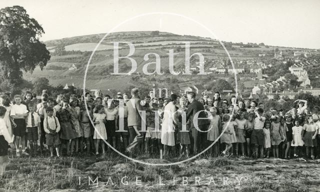 Children at the Larkhall Sports Day in the playing fields, Bath 1950s