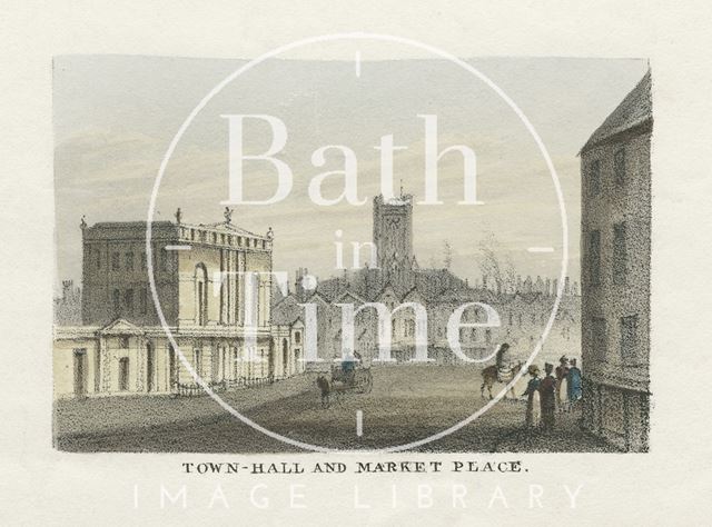 Guildhall and Market Place (now High Street), Bath c.1827