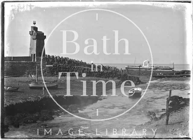 A steamer arrives at Lynmouth, Exmoor, Devon c.1930