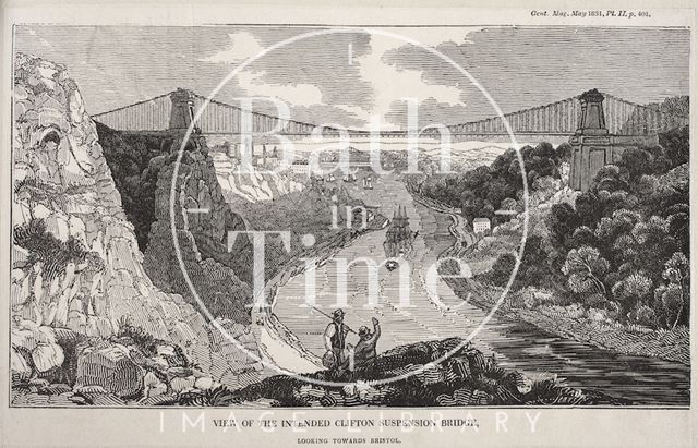 View of the intended Clifton Suspension Bridge, Bristol 1831