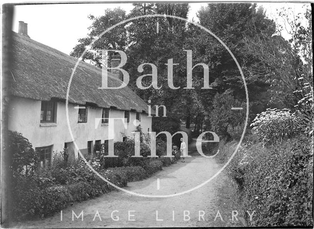 Thatched cottages in Gallox Lane, Dunster near Minehead, Somerset c.1910