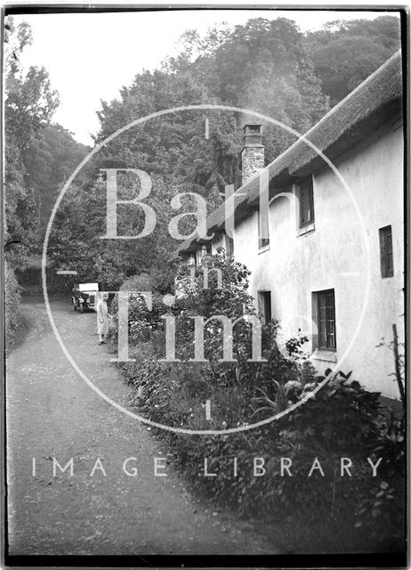 Thatched cottages in Gallox Lane, Dunster near Minehead, Somerset c.1910