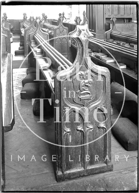 Carved bench end, St. Michael's Church, North Cadbury, Somerset c.1910