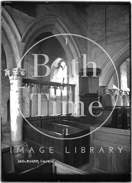 Interior of the Church of St. John the Baptist, Inglesham, Wiltshire c.1935