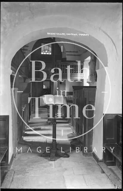 Ancient gallery and pews, Church of St. James, Cameley, Somerset c.1937