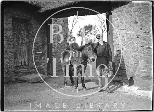 Horse, jockey and groom, Cloutsham Farm near Minehead, Somerset 1909