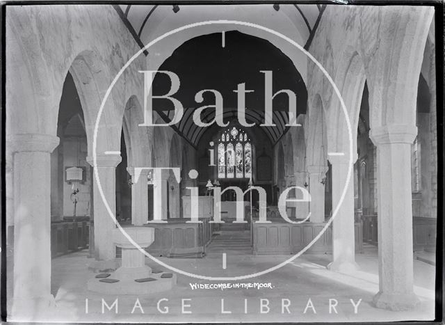 Interior of Church of St. Pancras, Widecombe in the moor, Dartmoor, Devon c.1909