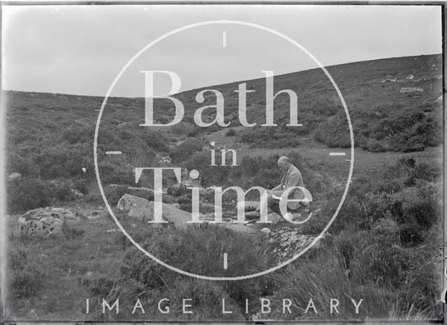 Uncle Fred Love on the moors near Chagford, Dartmoor, Devon c.1928