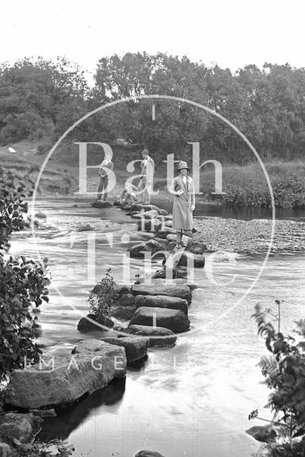 Rushford stepping stones, Dartmoor, Devon c.1928 - detail