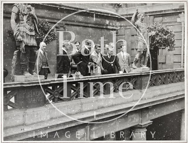 The Prince of Wales visiting the Great Roman Bath, Bath 1923