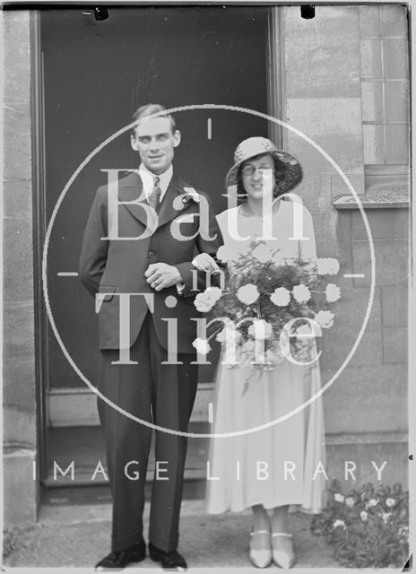 A wedding portrait of an unidentified couple c.1920