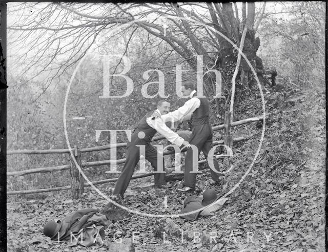 Clowning around on Bathampton Rocks c.1900