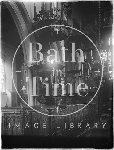 Interior of the Church of St. Mary the Virgin, Croscombe, Somerset c.1910