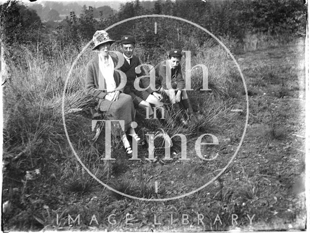 The photographer's wife and twin boys, Avoncliff, Wiltshire 1925