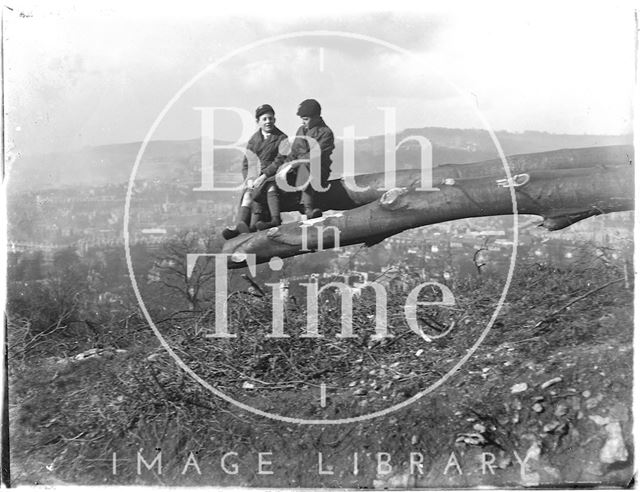 The photographer's twin boys at Bathampton Rocks c.1925