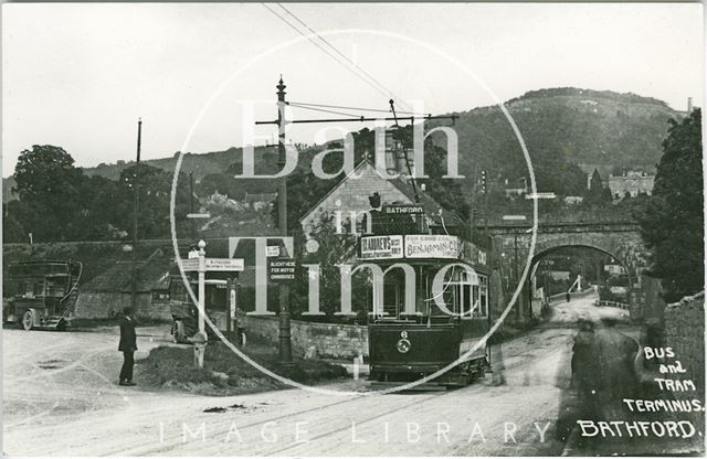 Bus and tram terminus, Bathford c.1905