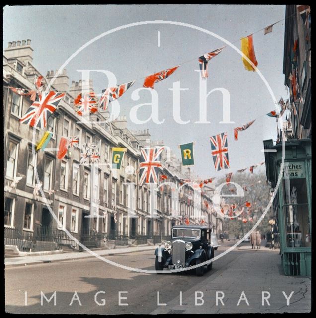 Dufaycolor view of Gay Street, Bath 1937