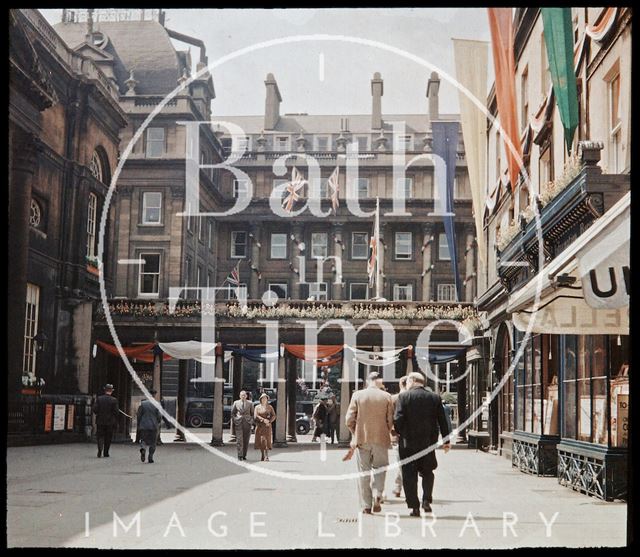 Dufaycolor view of Abbey Church Yard, Bath 1937