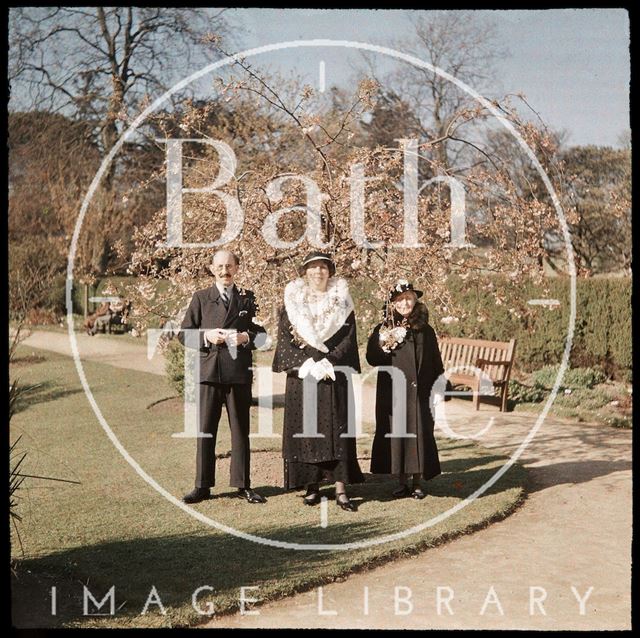 Dufaycolor view of a family group, including the photographer 1937