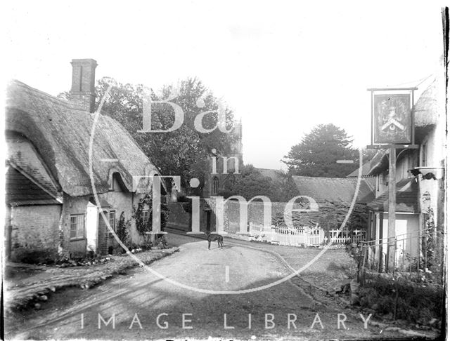 Clyffe Pypard near Swindon, Wiltshire with thatched cottage and pub c.1920