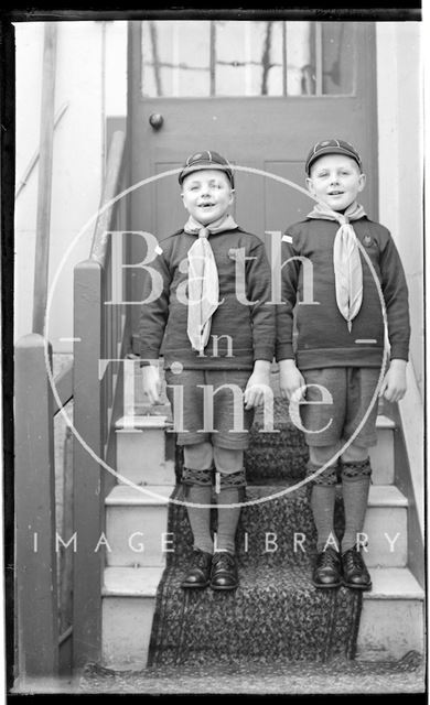 Two young boys in boy scout's outfits c.1919