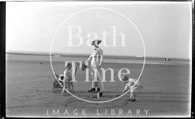 A family day at the beach at Minehead, Somerset 1914