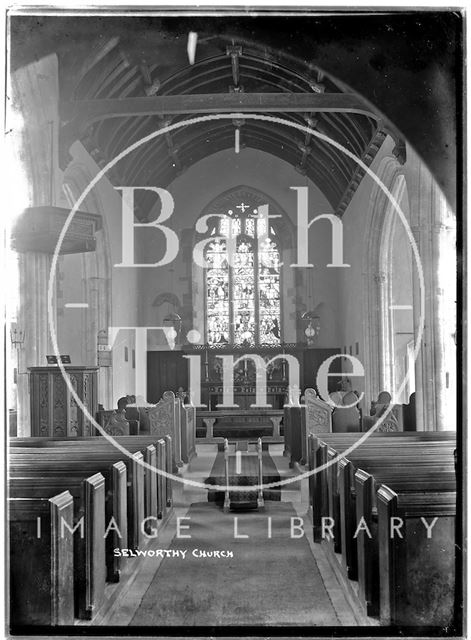 Interior of All Saints' Church, Selworthy, Somerset c.1922